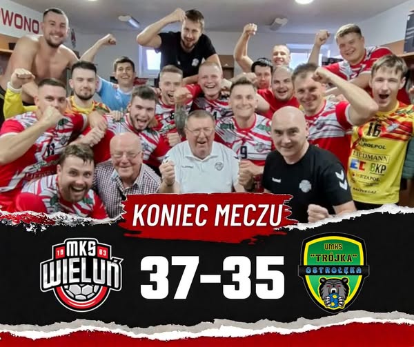 MKS Wieluń pokonał Trójkę Ostrołęka 37:35. Patryk Dębiec rzucił dla gości 13 bramek