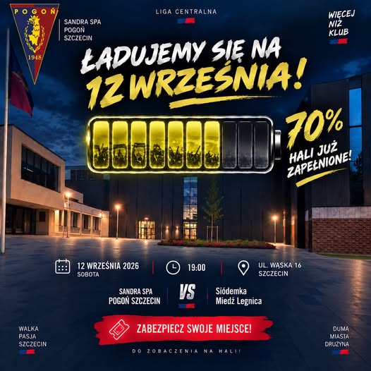 Pogoń Szczecin zainauguruje sezon Ligi Centralnej w nowej hali SDS 2.0